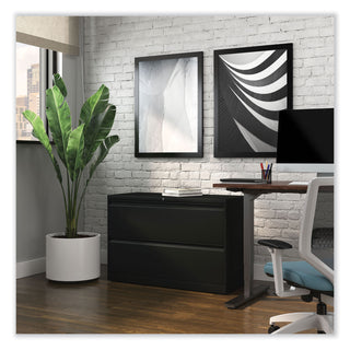 Alera® Lateral File, 2 Legal/Letter-Size File Drawers, Black, 42" x 18" x 28" (ALEHLF4229BL)