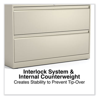 Alera® Lateral File, 2 Legal/Letter-Size File Drawers, Putty, 42" x 18" x 28" (ALEHLF4229PY)