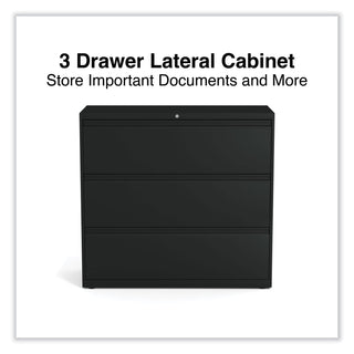 Alera® Lateral File, 3 Legal/Letter/A4/A5-Size File Drawers, Black, 42" x 18" x 39.5" (ALEHLF4241BL)