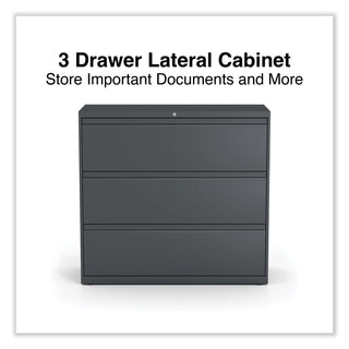 Alera® Lateral File, 3 Legal/Letter/A4/A5-Size File Drawers, Charcoal, 42" x 18" x 39.5" (ALEHLF4241CC)