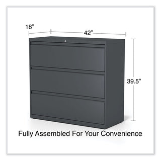 Alera® Lateral File, 3 Legal/Letter/A4/A5-Size File Drawers, Charcoal, 42" x 18" x 39.5" (ALEHLF4241CC)