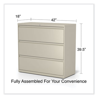 Alera® Lateral File, 3 Legal/Letter/A4/A5-Size File Drawers, Putty, 42" x 18" x 39.5" (ALEHLF4241PY)