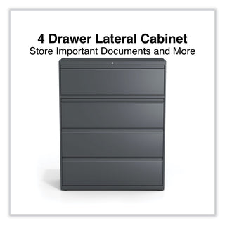 Alera® Lateral File, 4 Legal/Letter/A4/A5-Size File Drawers, Charcoal, 42" x 18" x 52.5" (ALEHLF4254CC)