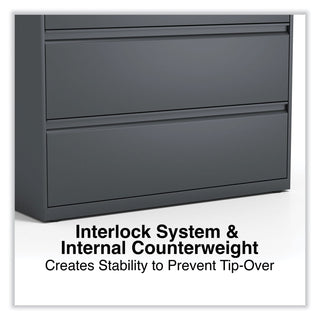 Alera® Lateral File, 4 Legal/Letter/A4/A5-Size File Drawers, Charcoal, 42" x 18" x 52.5" (ALEHLF4254CC)