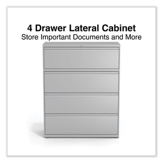 Alera® Lateral File, 4 Legal/Letter-Size File Drawers, Light Gray, 42" x 18" x 52.5" (ALEHLF4254LG)