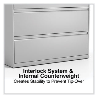 Alera® Lateral File, 4 Legal/Letter-Size File Drawers, Light Gray, 42" x 18" x 52.5" (ALEHLF4254LG)
