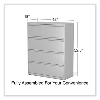 Alera® Lateral File, 4 Legal/Letter-Size File Drawers, Light Gray, 42" x 18" x 52.5" (ALEHLF4254LG)