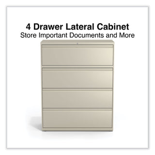 Alera® Lateral File, 4 Legal/Letter-Size File Drawers, Putty, 42" x 18" x 52.5" (ALEHLF4254PY)