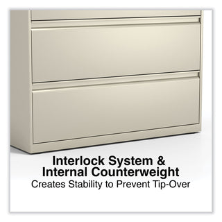 Alera® Lateral File, 4 Legal/Letter-Size File Drawers, Putty, 42" x 18" x 52.5" (ALEHLF4254PY)
