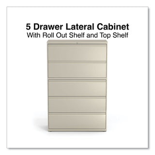 Alera® Lateral File, 5 Legal/Letter/A4/A5-Size File Drawers, Putty, 42" x 18" x 64.25" (ALEHLF4267PY)