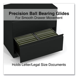 Alera® Lateral File, 2 Legal/Letter-Size File Drawers, Black, 30" x 18" x 28" (ALEHLF3029BL)
