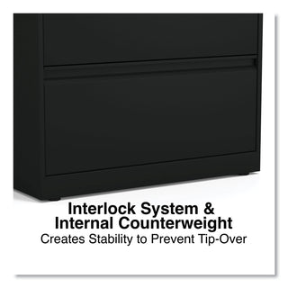 Alera® Lateral File, 2 Legal/Letter-Size File Drawers, Black, 30" x 18" x 28" (ALEHLF3029BL)