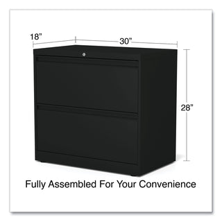 Alera® Lateral File, 2 Legal/Letter-Size File Drawers, Black, 30" x 18" x 28" (ALEHLF3029BL)