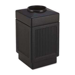 Safco® Canmeleon Top-Open Receptacle, Square, Polyethylene, 38gal, Textured Black (SAF9475BL)