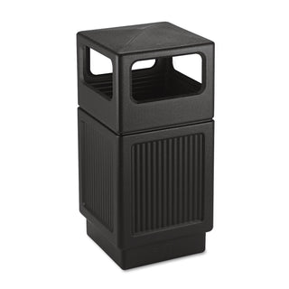 Safco® Square Plastic Outdoor Trash Can, 38 Gallon, Black (SAF9476BL)