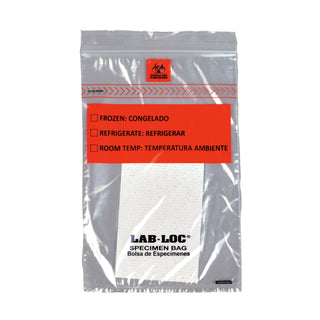 Lab-Loc® Specimen Transport Bag with Document Pouch and Absorbent Pad 6 X 9 Inch Zip Closure Biohazard Symbol / Storage Instructions NonSterile (978542_PK)