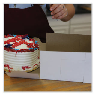 SCT® White One-Piece Non-Window Bakery Boxes, Standard, 10 x 10 x 5, White/Kraft, Paper, 100/Bundle (SCH1576)
