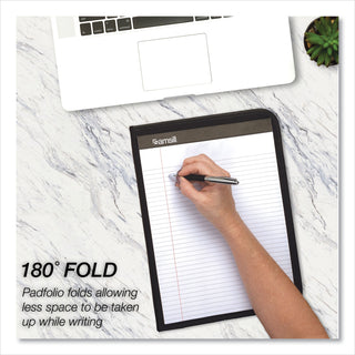 Samsill® Slimline Padfolio, Leather-Look/Faux Reptile Trim, Writing Pad, Black (SAM71220)