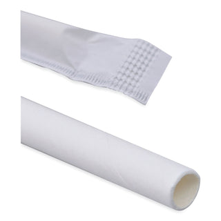 Boardwalk® Individually Wrapped Paper Straws, 7.75" x 0.25", White, 3,200/Carton (BWKPPRSTRWWR)