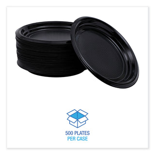 Boardwalk® Hi-Impact Plastic Dinnerware, Plate, 9" dia, Black, 500/Carton (BWKPLTHIPS9BL)
