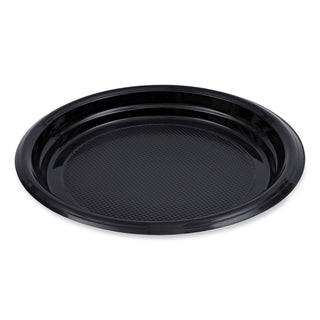 Boardwalk® Hi-Impact Plastic Dinnerware, Plate, 9" dia, Black, 500/Carton (BWKPLTHIPS9BL)