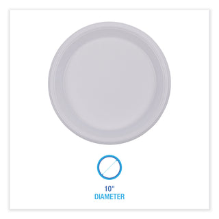Boardwalk® Hi-Impact Plastic Dinnerware, Plate, 10" dia, White, 500/Carton (BWKPLHIPS10WH)