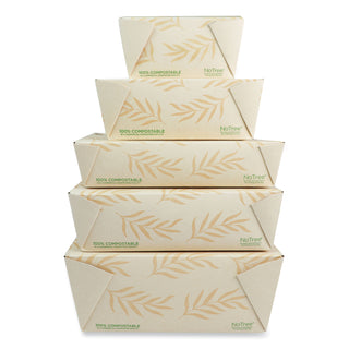 World Centric® No Tree Folded Takeout Containers, 26 oz, 4.2 x 5.2 x 2.5, Natural, Sugarcane, 450/Carton (WORTONT1)