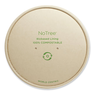 World Centric® Paper Lids for Bowls. 5.9" Diameter, Natural, Paper, 300/Carton (WORBOLNT24W)