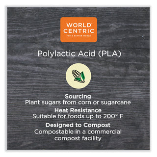 World Centric® PLA Hinged Clamshells, 23 oz, 4.9 x 9 x 3.5, Clear, Plastic, 200/Carton (WORKLCS95N)
