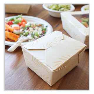 World Centric® No Tree Folded Takeout Containers, 26 oz, 4.2 x 5.2 x 2.5, Natural, Sugarcane, 450/Carton (WORTONT1)
