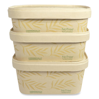 World Centric® No Tree Rectangular Containers, 24 oz, 4.7 x 6.8 x 2.3, Natural, Sugarcane, 300/Carton (WORCTNT24)