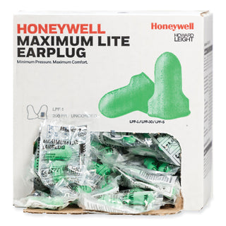 Howard Leight LPF-1 Max Lite Single-Use Earplugs, Cordless, 30NRR, Green, 200 Pairs (HOWLPF1) (154-LPF-1)