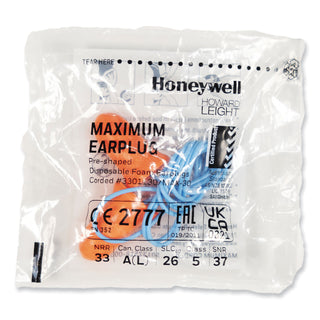 Howard Leight® by Honeywell MAXIMUM Single-Use Earplugs, Corded, 33NRR, Coral, 100 Pairs (HOWMXM30)