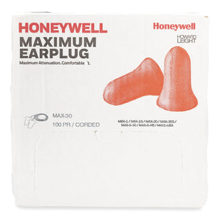 Howard Leight® by Honeywell MAXIMUM Single-Use Earplugs, Corded, 33NRR, Coral, 100 Pairs (HOWMXM30)