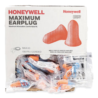 Howard Leight® by Honeywell MAXIMUM Single-Use Earplugs, Corded, 33NRR, Coral, 100 Pairs (HOWMXM30)