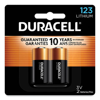 Duracell® Specialty High-Power Lithium Battery, 123, 3V, 2/Pack (DURDL123AB2BPK)