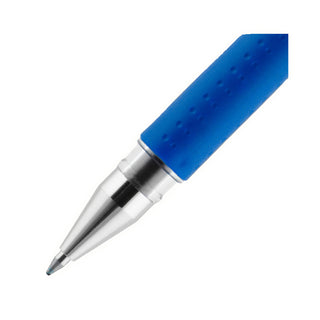 uniball® Signo GRIP Stick Gel Pen, Medium 0.7mm, Blue Ink, Silver/Blue Barrel, Dozen (UBC65451)