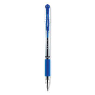 uniball® Signo GRIP Stick Gel Pen, Medium 0.7mm, Blue Ink, Silver/Blue Barrel, Dozen (UBC65451)