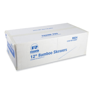AmerCareRoyal® Bamboo Skewers, Paper, 12", Natural, 9,600/Carton (RPPR824)