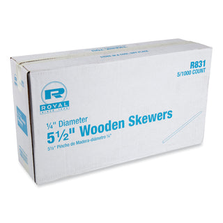 AmerCareRoyal® Wooden Skewers, 5.5", Natural, 1,000/Box, 5 Boxes/Carton (RPPR831)