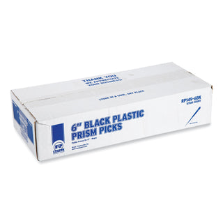 AmerCareRoyal® Prism Picks, Plastic, 6", Black, 500/Box, 5 Boxes/Carton (RPPRP1496BK)