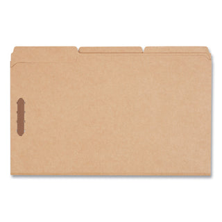 Universal® Reinforced Top Tab Fastener Folders, 0.75" Expansion, 2 Fasteners, Legal Size, Brown Kraft Exterior, 50/Box (UNV10412)