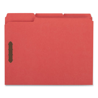 Universal® Deluxe Reinforced Top Tab Fastener Folders, 0.75" Expansion, 2 Fasteners, Letter Size, Red Exterior, 50/Box (UNV13523)