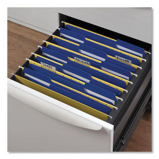 Universal® Reinforced Top-Tab File Folders, 1/3-Cut Tabs: Assorted, Letter Size, 1" Expansion, Blue, 100/Box (UNV16161)