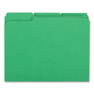 Universal® Reinforced Top-Tab File Folders, 1/3-Cut Tabs: Assorted, Letter Size, 1" Expansion, Green, 100/Box (UNV16162)