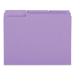 Universal® Reinforced Top-Tab File Folders, 1/3-Cut Tabs: Assorted, Letter Size, 1" Expansion, Violet, 100/Box (UNV16165)
