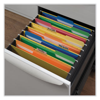Universal® Deluxe Heavyweight File Folders, 1/3-Cut Tabs: Assorted, Letter Size, 0.75" Expansion, Assorted Colors, 50/Box (UNV16466)