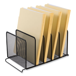 Universal® Deluxe Mesh Stacking Sorter, 5 Sections, Letter to Legal Size Files, 14.63" x 8.13" x 7.5", Black (UNV20001)