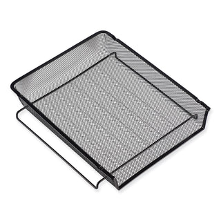 Universal® Deluxe Mesh Stacking Side Load Tray, 1 Section, Legal Size Files, 17" x 10.88" x 2.5", Black (UNV20012)