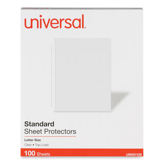 Universal® Top-Load Poly Sheet Protectors, Standard, Letter, Clear, 100/Box (UNV21125)